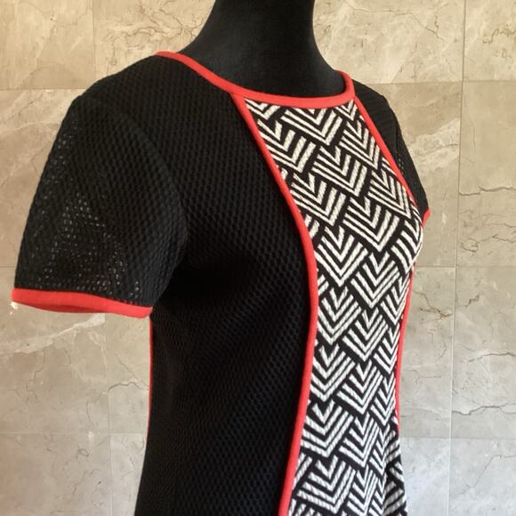 Yoana Baraschi Runway Dress 6 Black White Geometric Mesh Panel Colorblock Fall - Picture 5 of 11